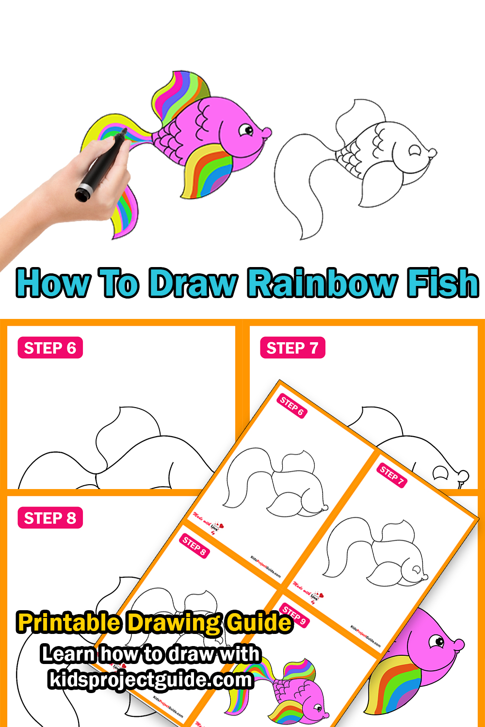 How To Draw Fish Easy, Rainbow Fish Drawing