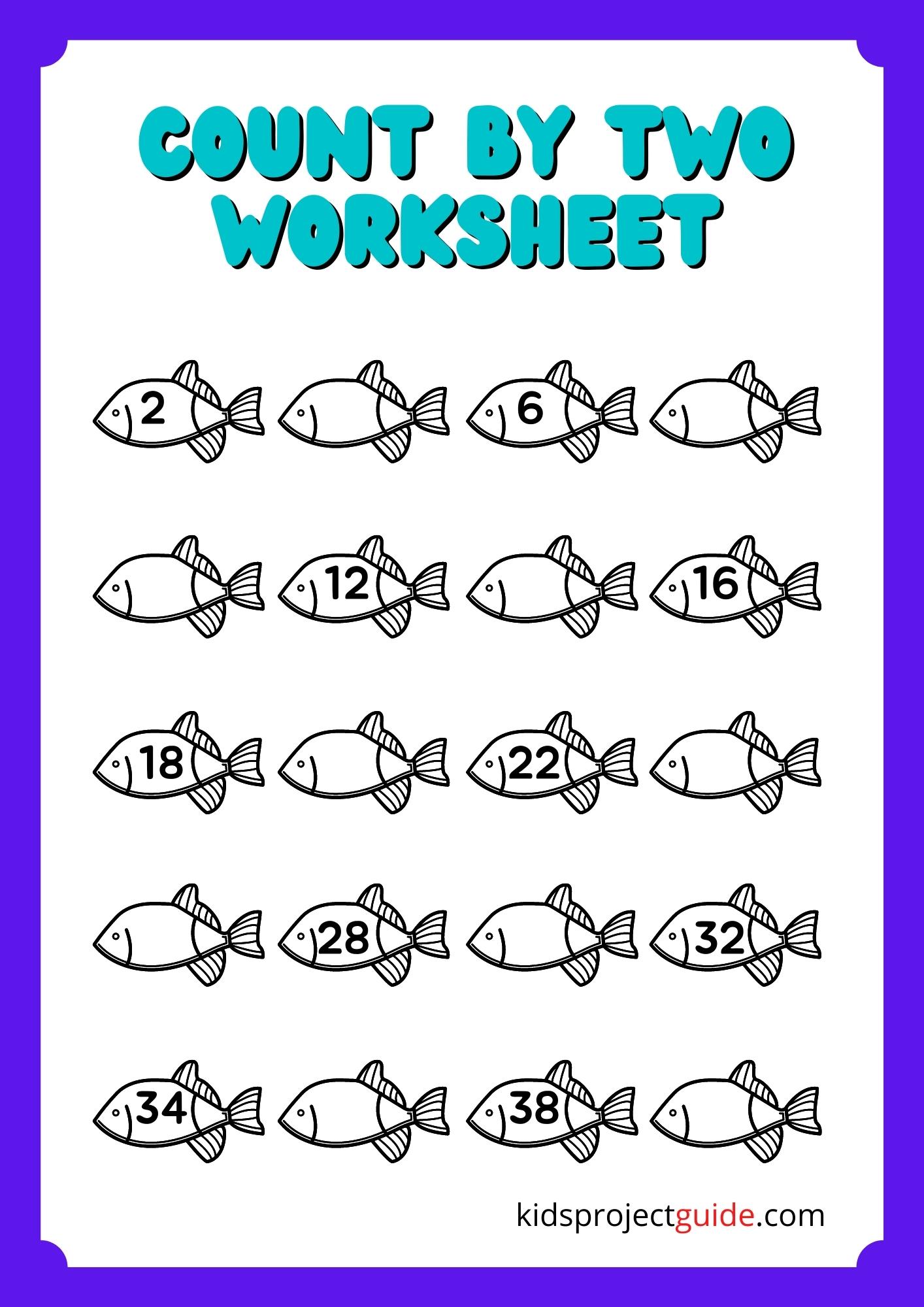 Count by two worksheet kids arts project guide