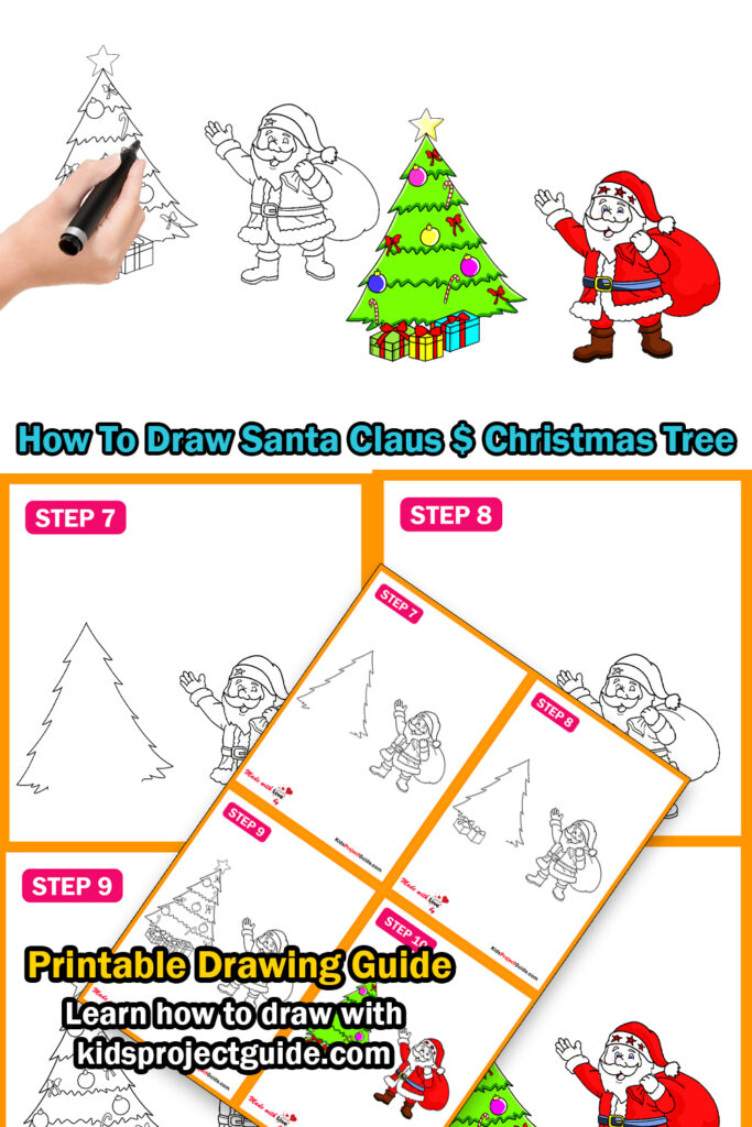 How To Draw Santa Claus & Christmas Tree |Step-By-Step Guide